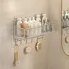 Estante de Almacenamiento Minimalista de Acero Inoxidable para Baño Organizador de Pared para Lavabo Cosméticos y Productos de Cuidado de la Piel