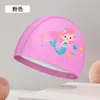Gorro de baño de PU con dibujos animados para niños, con revestimiento impermeable, para niños y niñas, para el cuidado del cabello, protección para la cabeza y los oídos