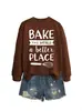 BAKE THE WORLD Loja Independente da Lista de Desejos da Amazon Moletom Feminino Outono Inverno Versátil e Moderno com Gola Redonda e Manga Longa