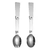Cuchara de Acero Inoxidable 304 de Tres Secciones, Tenedor de Ensalada de Cocina, Juego para Lonchera, Vajilla Plegable, Juego de Conveniencia para Picnic al Aire Libre