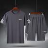 Conjunto Esportivo Masculino Fitness Agasalho Verão Camiseta Manga Curta Solta Secagem Rápida Roupa Treino Basquete Corrida Shorts