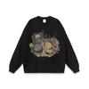Camiseta de Manga Longa Masculina Vintage Vintage Estilo Americano Vintage Diversão Impressão em Spray Lavada Velha Masculina Base Antiga