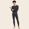 Conjunto de Ropa Interior Térmica para Hombre Cuello Redondo Cepillado por Ambos Lados Corte Ajustado Ropa de Otoño Pantalones de Otoño Capa Base de Temperatura Constante Ropa Cálida