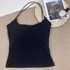 Camiseta sin mangas de algodón puro con tiras finas cruzadas en la espalda, almohadilla en el pecho, versátil, dulce y picante, para chica, Colección Primavera/Verano 2025
