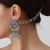 Set de Aretes y Cadena para el Cabello de Estilo Indio Más Vendido Transfronterizo, Versátiles Aretes de Cristal con Incrustaciones de Diamantes Bohemios