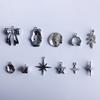 Accesorios de joyería DIY, venta al por mayor, colgante de aleación con incrustaciones de diamantes de imitación y perla, con forma de oreja plegable, conejo, oso, estrella y lazo