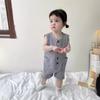 Roupas de bebê estilo ocidental verão menina romper fino bebê menino macacão fofo de algodão sem mangas listrado macacão