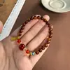 Pulseira de Madeira de Tuiá Taihang Rica em Óleo, Contas Budistas de Madeira, Pulseira de Madeira de Tuiá e Ágata Cinza de Círculo Duplo Colecionável Atacado