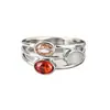 Anillo de Gemas Ovaladas Multicolor de Tres Capas Transfronterizo Yanbai para Mujer Anillo para Dedo Índice de Nicho Anillo para Dedo Hueco de Lujo Ligero Retro Temperamento