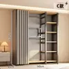 Arara de Roupas, Arara de Chão para Quarto, Arara Integrada para Closet Aberto, Unidade de Prateleira de Metal, Pode Ser Combinada com um Guarda-Roupa
