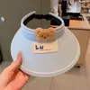 Chapéus de Verão Infantis com Desenho de Urso de Palha para Meninos e Meninas com Aba Larga Chapéus de Sol Anti-UV para Proteção Solar