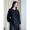 Louvre Otoño Nuevo Estilo Diseño de Nicho Cuello Redondo Espalda Descubierta Manga Larga Camiseta Simple Adelgazante Casual Top Mujer