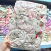 Etiqueta de Tecido Fofa de Morango Kt, Scrunchie Rosa Xadrez, Prendedor de Cabelo Doce para Meninas, Scrunchie de Novo Estilo