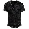 Camiseta con estampado digital para hombre, estilo europeo y americano, con estampado náutico, cuello redondo y 7 hebillas, informal, de manga corta.