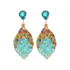 Pendientes Ovalados de Plata con Incrustaciones de Cristal de Diamante, Pendientes de Estilo Étnico Bohemio, Pendientes de Lujo Ligero de Gama Alta para Mujer