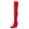 Novas Botas Skinny de Primavera e Outono Botas de Cavaleiro Pontudas Botas Acima do Joelho Botas Sem Calças Tamanho Grande 40-48 Botas de Comércio Exterior
