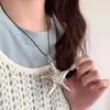 Collar de Estrella de Cinco Puntas Y2K Cordón Negro Largo Nuevo 2025 Estrella de Mar Cadena para Suéter Otoño e Invierno Cadena para Sudadera de Alta Gama