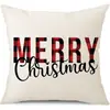 Funda de Almohada Árbol de Navidad Transfronterizo Amazon Cuadros Reno Directo de Fábrica Imitación Lino Funda de Cojín para Sofá