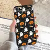 Funda de teléfono simple en blanco y negro para Halloween, adecuada para comercio electrónico transfronterizo, con estampados de fantasma, calabaza, telaraña, funda suave esmerilada de impresión completa