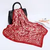 Lenço de Seda Twill Estampado Vintage 90cm Lenço Quadrado Grande para Mulheres Lenço de Cabeça Estilo Europeu e Americano Xale Imitação de Seda Lenço Atacado