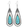 Pendientes de gota de agua de turquesa hueca de tendencia europea y americana, pendientes bohemios, fabricantes de joyas de comercio exterior transfronterizo al por mayor
