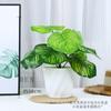 Planta verde artificial en maceta, hoja de bonsái, decoración para el hogar, sala de estar, planta falsa, adornos de escritorio, maceta pequeña, muebles creativos