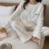 Conjunto Cálido de Hadas Forro Polar Coral Invierno Suelto Forro Polar de Doble Cara Casual Gente Perezosa Hogar Pijama Cálido Conjunto de Dos Piezas para Mujer