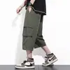 Bermudas de trabalho estilo ins refrescantes, calças casuais de seda gelada de perna larga para o verão, calças capri esportivas da moda, design fino e solto de perna reta para homens