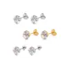 Brincos Europeus e Americanos Transfronteiriços em estoque Zircônia de Garra Quatro Pontas Peça Única Brincos com Fecho Borboleta de Aço Inoxidável Brincos de Piercing Conjunto de Brincos