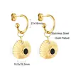 Pendientes Geométricos de Moda en Forma de C Transfronterizos con Accesorios de Concha Negra, Pendientes Versátiles de Moda, Broqueles de Acero Inoxidable para Mujer