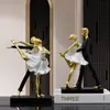 Estátua Pequena de Bailarina Menina Estilo Moderno Escandinavo Arte de Nicho Artesanato de Luxo Leve Enfeites Decoração de Casa
