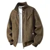 Otoño/Invierno 2026 Nuevo Retro Americano Piel Sintética Cuello Alto Ropa de Trabajo Chaqueta de Cuero Talla Grande Moda Casual Cárdigan Abrigo para Hombres
