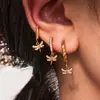 Pendientes de Libélula Omaca Estilo Lujo Accesible Europeo y Americano Microincrustados con Circonita y Diamantes Pendientes Clip para Hélice Geométrica de Nicho Pendientes para Mujer