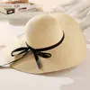 Chapéu de Verão 2019 Feminino Aba Larga Laço Chapéu de Sol Chapéu de Palha Feminino Viagem ao Ar Livre Proteção UV Chapéu de Sol