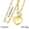Collar y pulsera de acero inoxidable con forma de corazón y hebilla de temperamento europeo y americano con forma de rueda de tarjeta para mujer