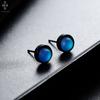 Aretes de plata con piedra ojo de gato para hombre, aretes de diseño simple de alta calidad, versátiles, joyería de moda personalizada de lujo ligero de nicho para mujer, venta al por mayor