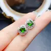 Venta al por mayor de fábrica Pendientes Populares de Diopsido Natural con Incrustaciones de Plata S925 Piedra Principal 5*5 Joyería de Lujo Venta Directa de Fábrica