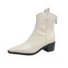 Botas Vaqueras Puntiagudas de Moda Otoño e Invierno Vintage Diseño Versátil Boca en V Piel Suave Aspecto Delgado Botas tipo Martin