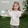 [7A Antibacteriano] Camiseta Falsa Duas Peças para Meninas, Gola Redonda, Caimento Solto, Ombro Caído, Blusa Patchwork Colorida de Outono para Crianças de 6 Anos