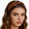 Diadema de Cuero Sintético de Borde Ancho Transfronteriza Amazon Accesorio para el Cabello Nududo Versátil para el Trayecto Diaria Diadema Nududa Verde