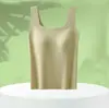 Camisola de Belleza sin Costuras de Verano para Mujer, Top Deportivo de Tirantes Cuadrado Antiexposición Integrado, Adecuado para Usar en Capas o Solo
