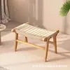 Silla de ocio tejida con cuerda de madera maciza estilo mediados de siglo, con diseño de respaldo reclinable, con marco de madera natural, adecuada para salas de estar, balcones y como silla de lectura para una persona