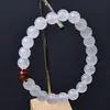 Venta al por mayor del fabricante Ágata Blanca Natural Pulsera de Círculo Único con Carácter [Fu] Pulsera de Diseño de Nicho para Mujer Pulsera Regalo