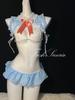 Lingerie Sexy Empregada Desejo Puro Sexy Fofo Desenho Animado Traje Macio Fofo Orelhas de Coelho Uniforme de Três Pontos Traje Sedução