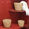 Nuevo Estilo Nórdico Cubierta de Maceta Tejida con Paja Cubierta de Maceta para Plantas Verdes de Sala de Estar Dormitorio Cubo de Abrazos de Celebridad de Internet Cesta Tejida