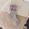 Calcetines de Cachemir Fair Isle para Otoño e Invierno para Mujer, Estilo Japonés, Cachemir de Visón Cálido y Grueso, Lindos Calcetines Caídos de Muñeco de Nieve y Reno de Media Pantorrilla