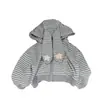 Conjunto de moletom listrado com orelhas de coelho para meninas, coleção outono 2026, nova roupa externa infantil, cardigã e calça de trabalho