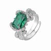Joia Zhuang Shengsheng Base de Cobre Banhado a Ouro Diamante de Alto Carbono Flor de Gelo Diamante Quadrado Laço de Cobre Anel de Luxo Leve para Mulheres 8*10
