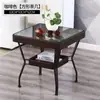 Mesa de Café Pequeña para Balcón de Ratán Mesa Redonda de Cristal y Silla Especial para Negociación Encimera Redonda Juego de Tres Piezas Tejido Doble Capa para Beber Té Elegante