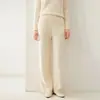 Pantalones de Cachemir Bai Cai Rong para Mujer Otoño Invierno Nuevos Pantalones de Pierna Ancha Color Sólido Pantalones Largos Adelgazantes Favorecedores Caída Suaves y Lisos Amigables con la Piel